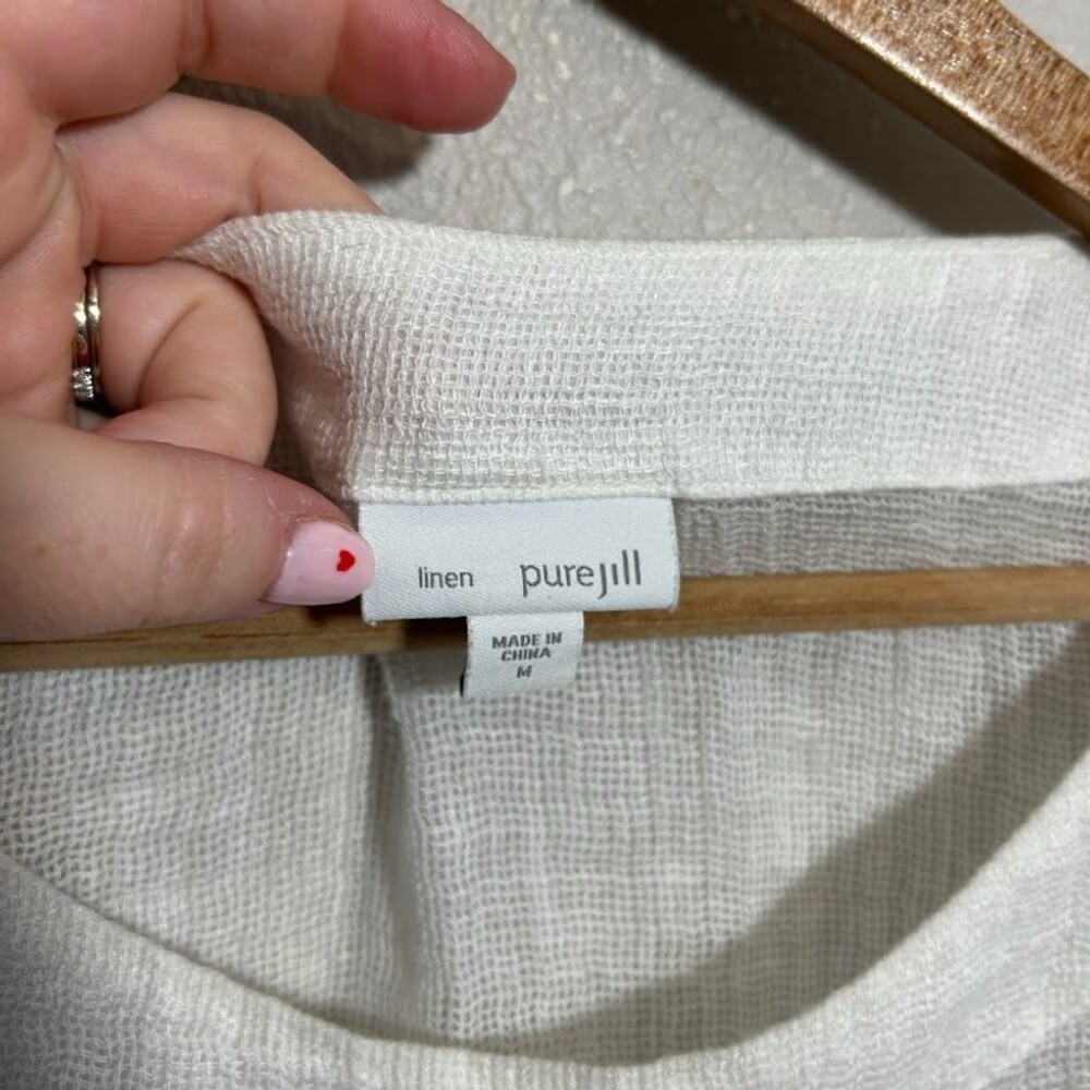 J. Jill White Lightweight Linen-Blend Boxy Pullover - Picture 5 of 6